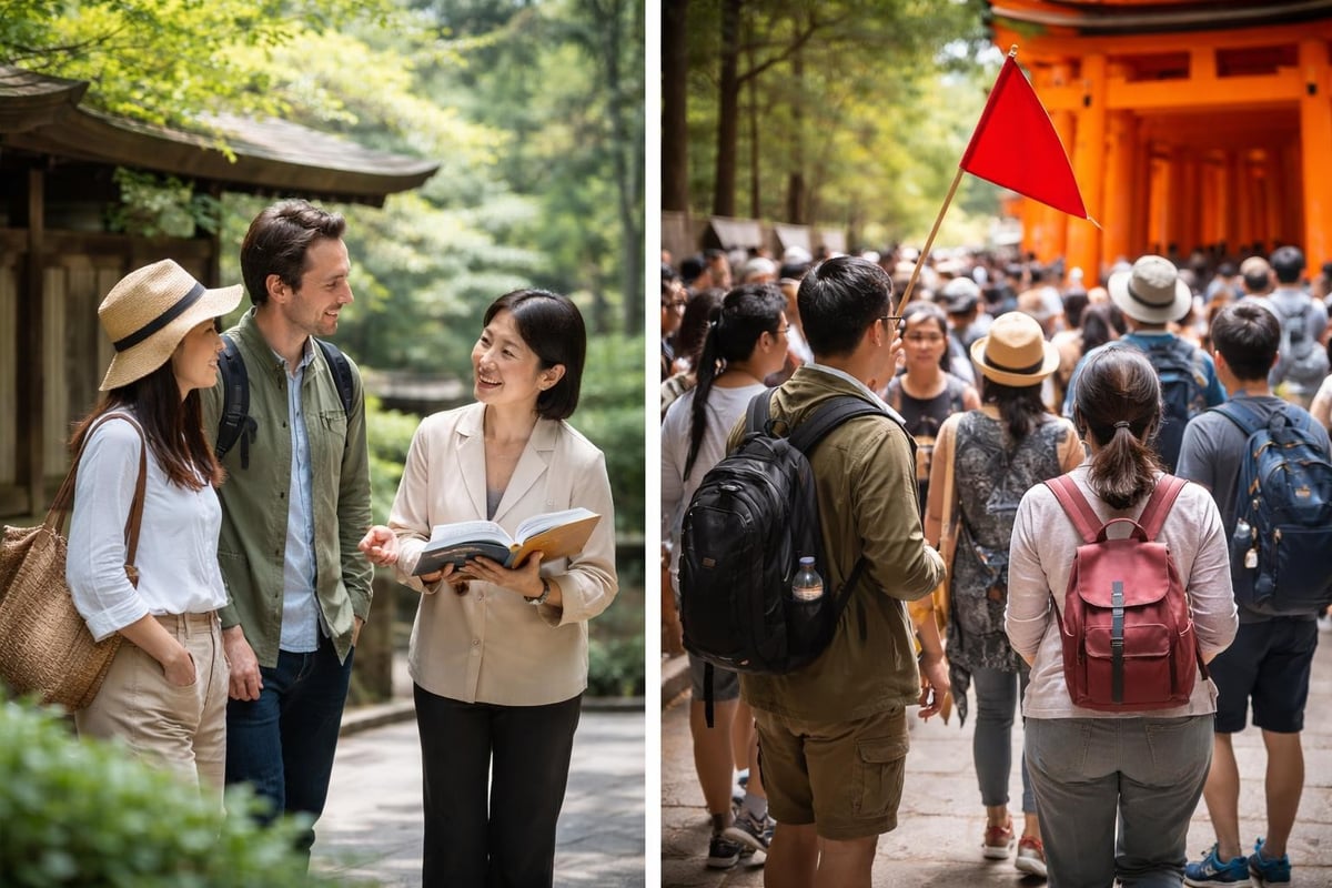 Benefits comparison of private versus group tours