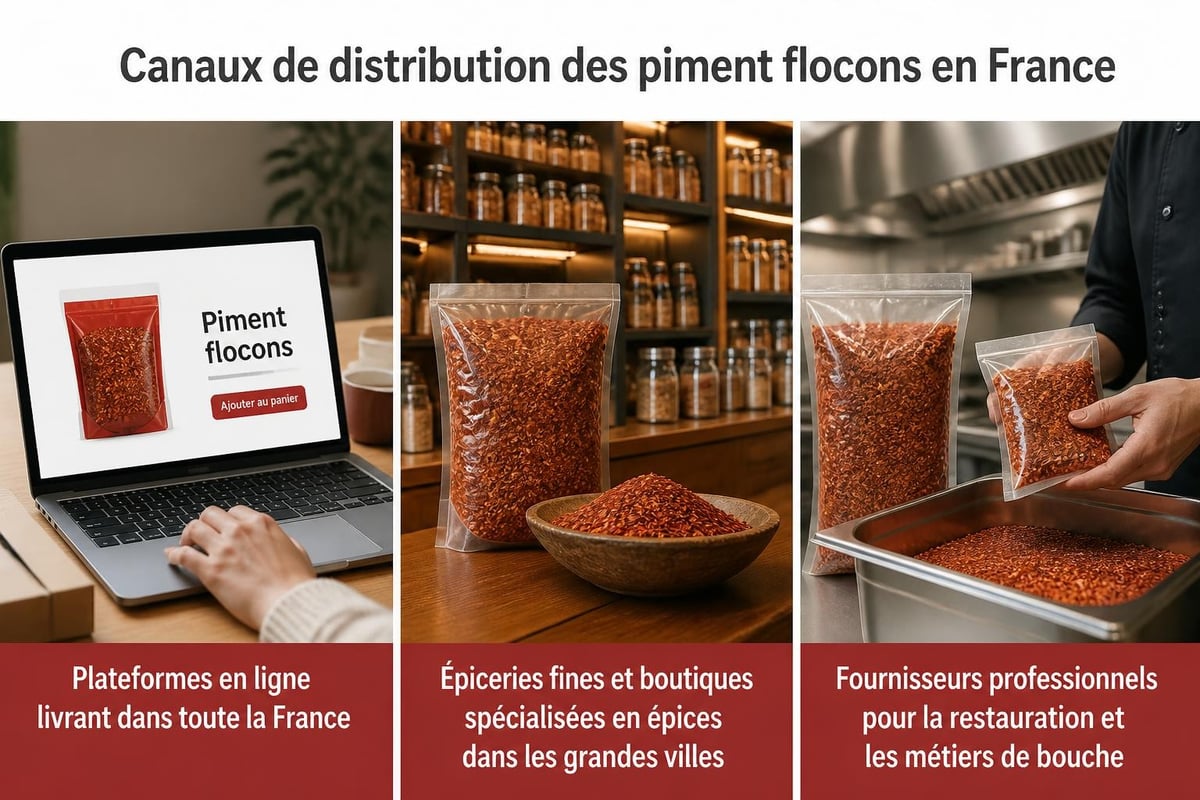 Distribution channels for piment flocons