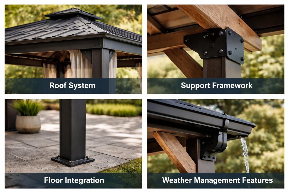 Patio gazebo structural elements