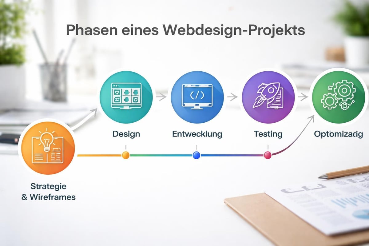 Webdesign-Projektzeitplan mit Phasen