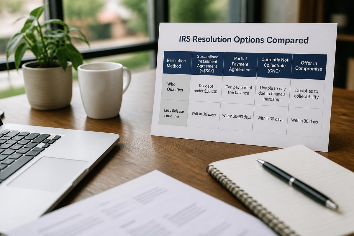 IRS payment agreement options for levy release