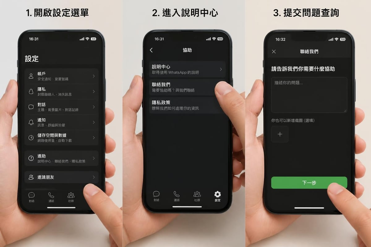 WhatsApp 官方支援流程