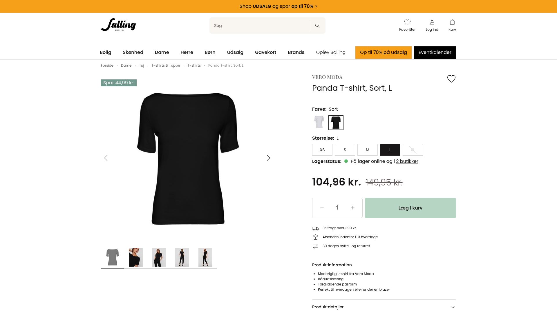7 Bedste Tøj På Tilbud Du Skal Se i 2025 - Vero Moda Panda T-shirt – 104,96 kr. (Salling)