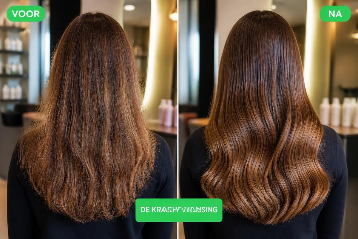 Voor en na hair glossing
