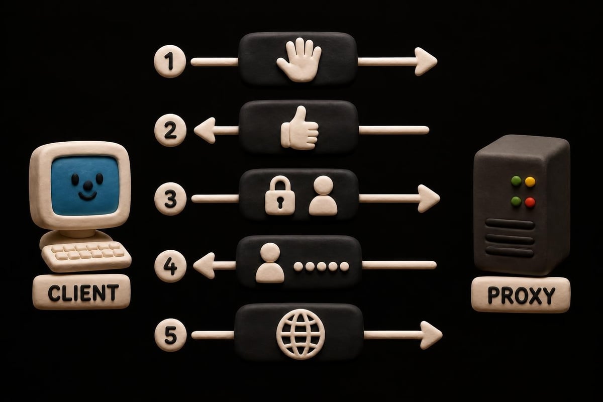 SOCKS5 handshake and authentication sequence