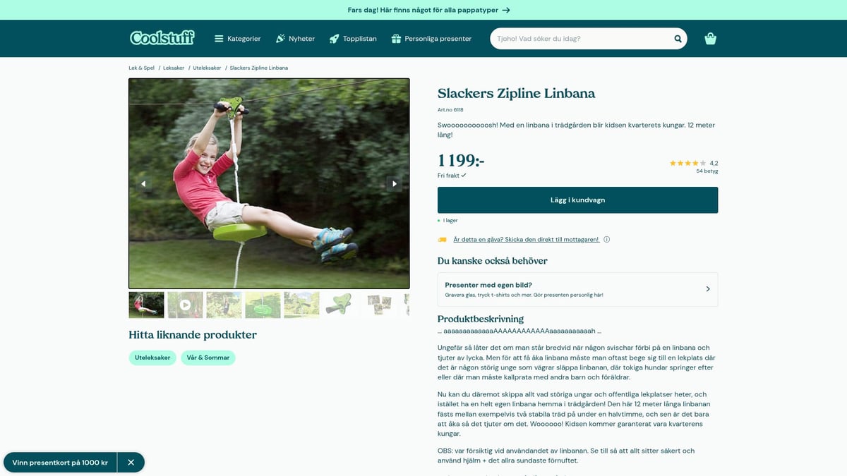 10 Fantastiska Tips På Julklapp Till Barn 2025 - Slackers Zipline Linbana – Utelek för Aktiva Barn