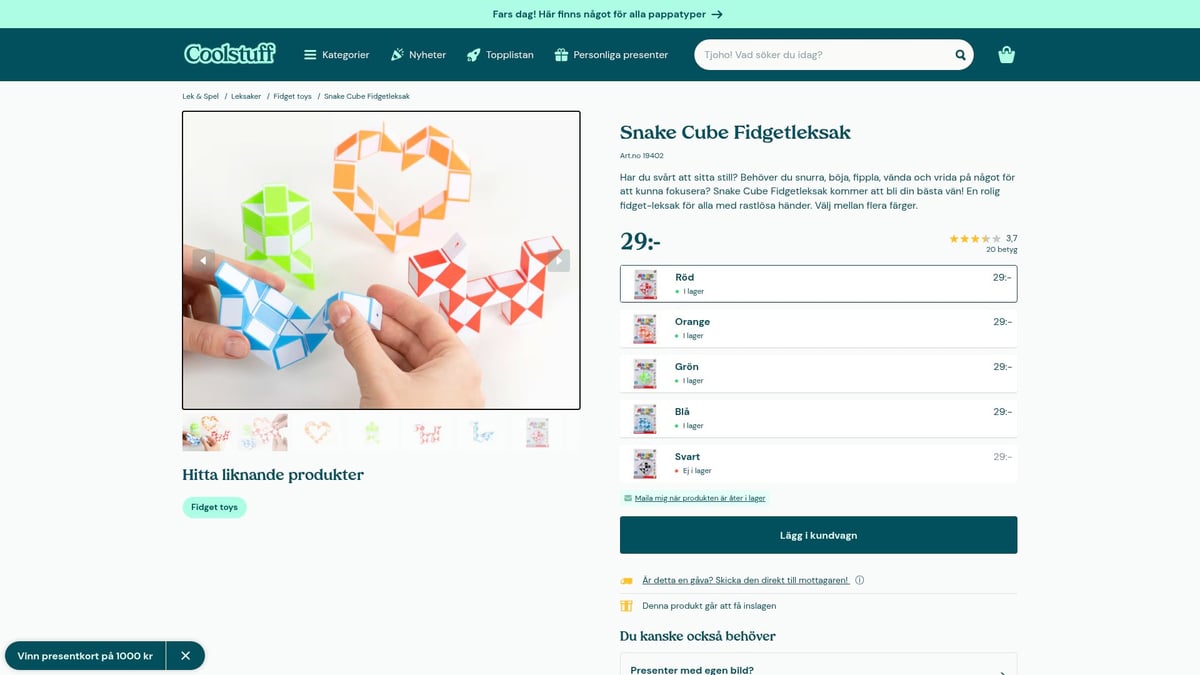 10 Fantastiska Tips På Julklapp Till Barn 2025 - Snake Cube Fidgetleksak – För Fokus och Avkoppling