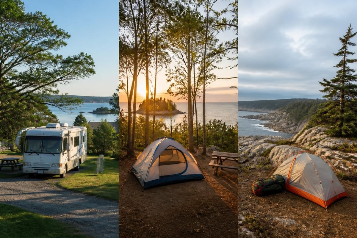 Types of coastal Maine camping