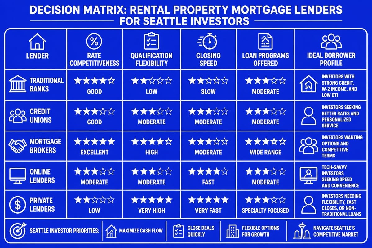 Rental property lender comparison framework