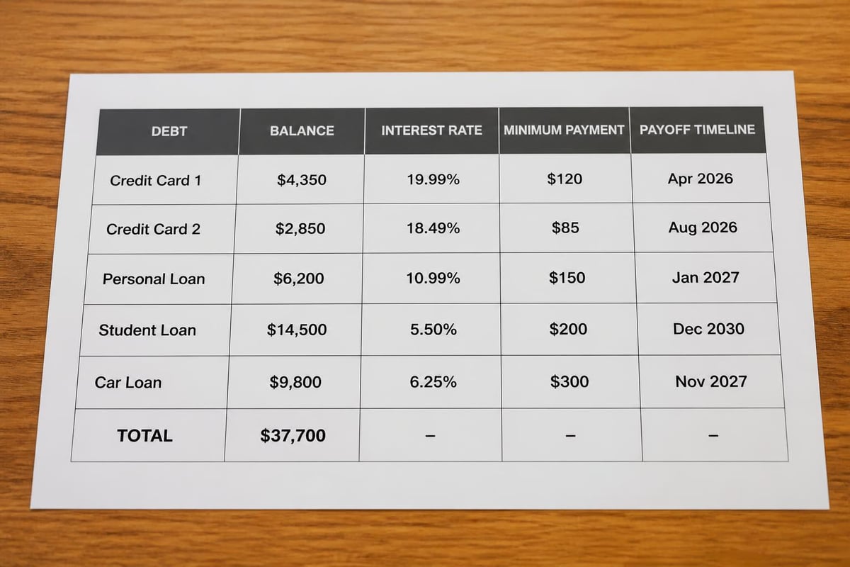 Debt tracking dashboard