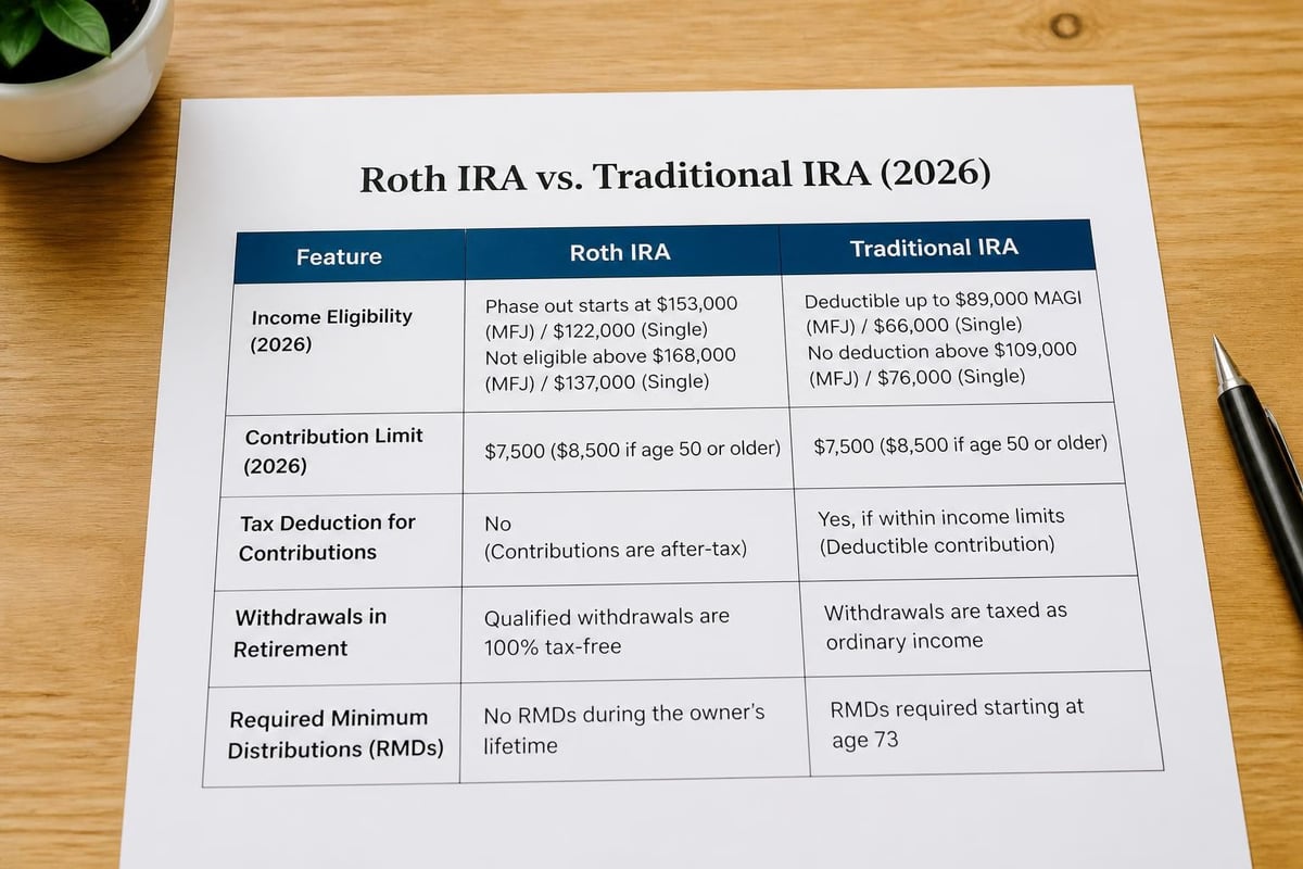 Roth versus traditional IRA comparison