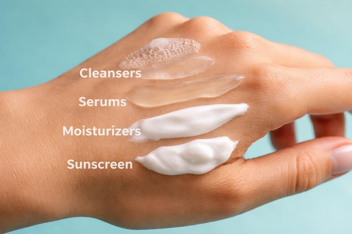 Skincare routine layers