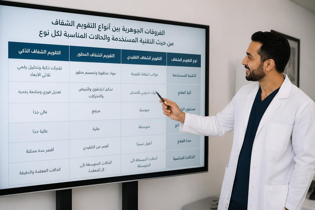 مقارنة أنواع التقويم الشفاف