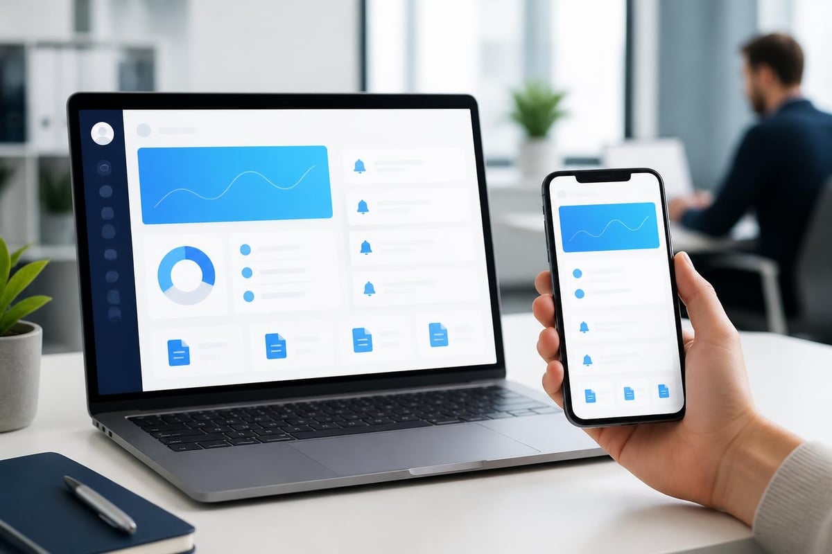 Branded portal mobile and desktop views