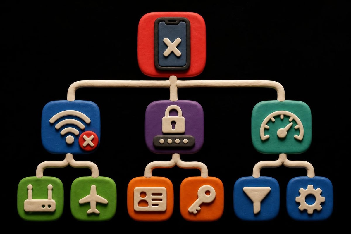 IPhone proxy troubleshooting flowchart