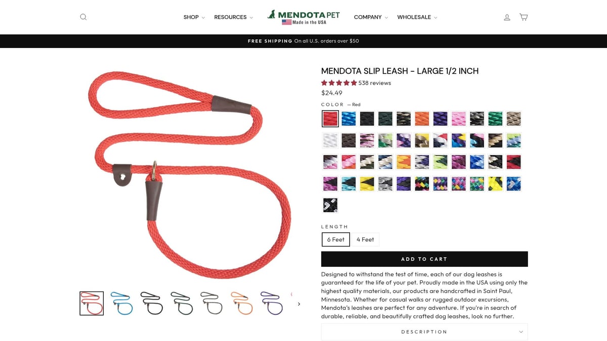 7 Must-Have Products Pet Owners Love in 2025 - Mendota Slip Leash - Large 1/2 inch