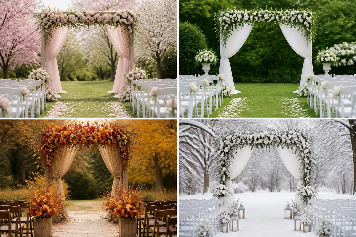 Seasonal wedding backdrop concepts
