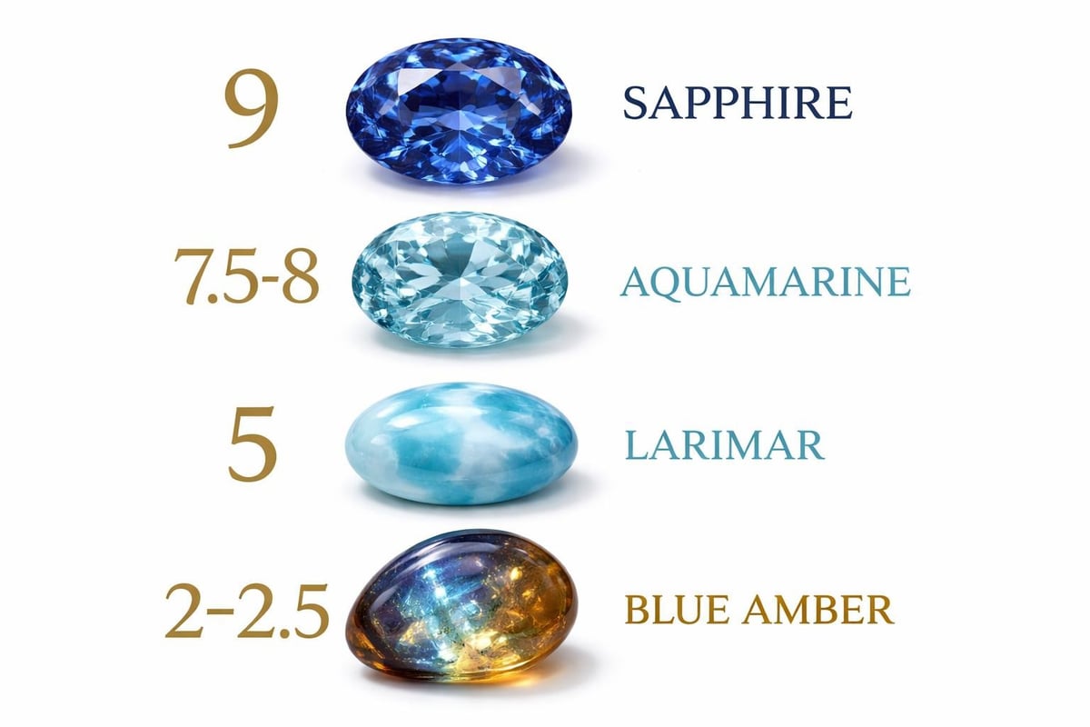 Comparison of blue gemstone hardness and durability