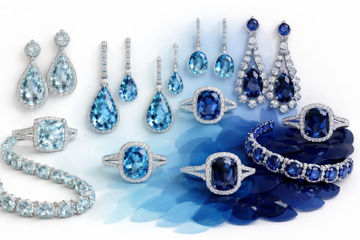 Blue gemstone color spectrum