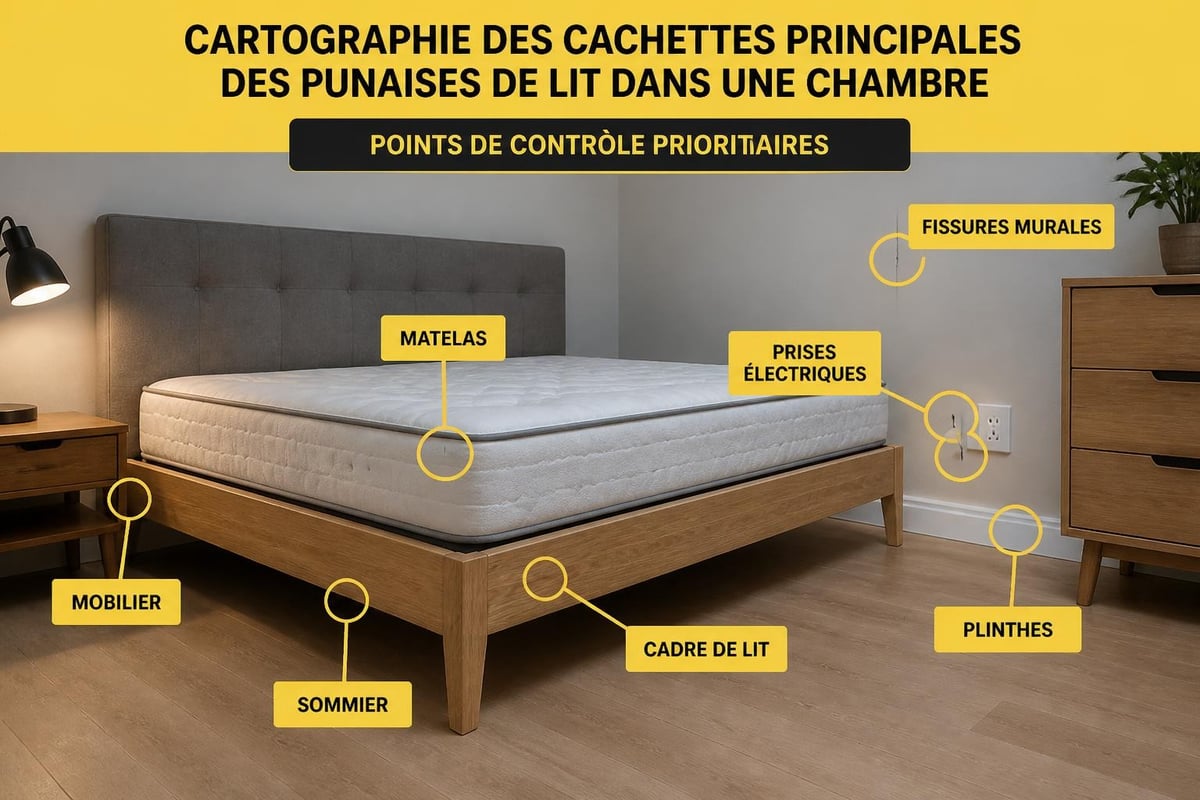 Zones d'inspection pour punaises de lit