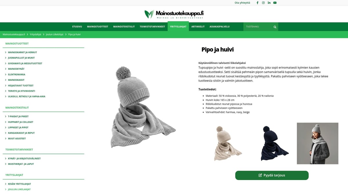 10 Parhaat Yrityslahjat 2025: Ideat Tyylikkääseen Yritysilmeeseen - Pipo ja huivi -lahjasetti – Mainostuotekauppa.fi