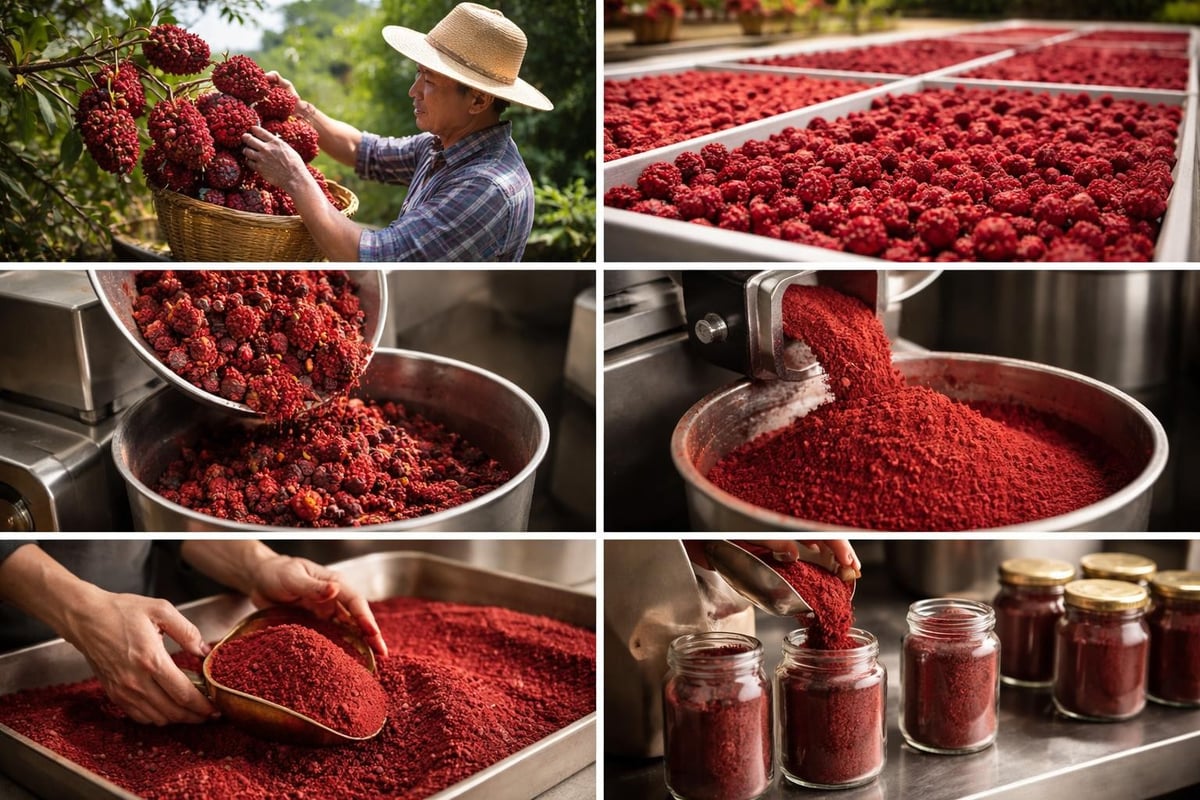 Transformation du sumac en épice