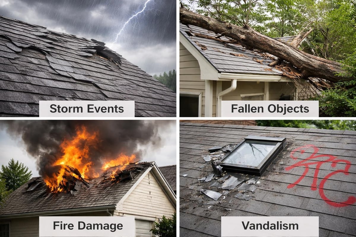Covered roof damage types