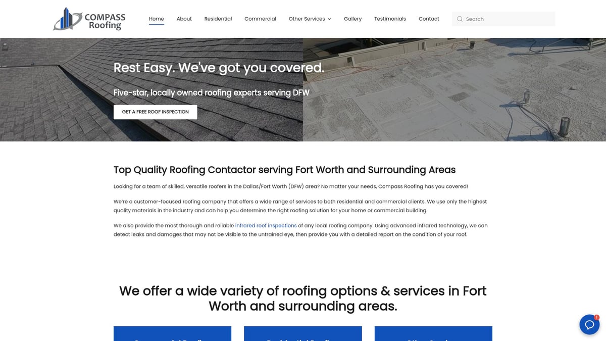Roofing shingles and a flat roof structure, showcasing advanced roofing techniques by Compass Roofing, a leading roofing contractor in Fort Worth.