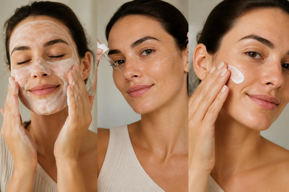 Skincare routine layers