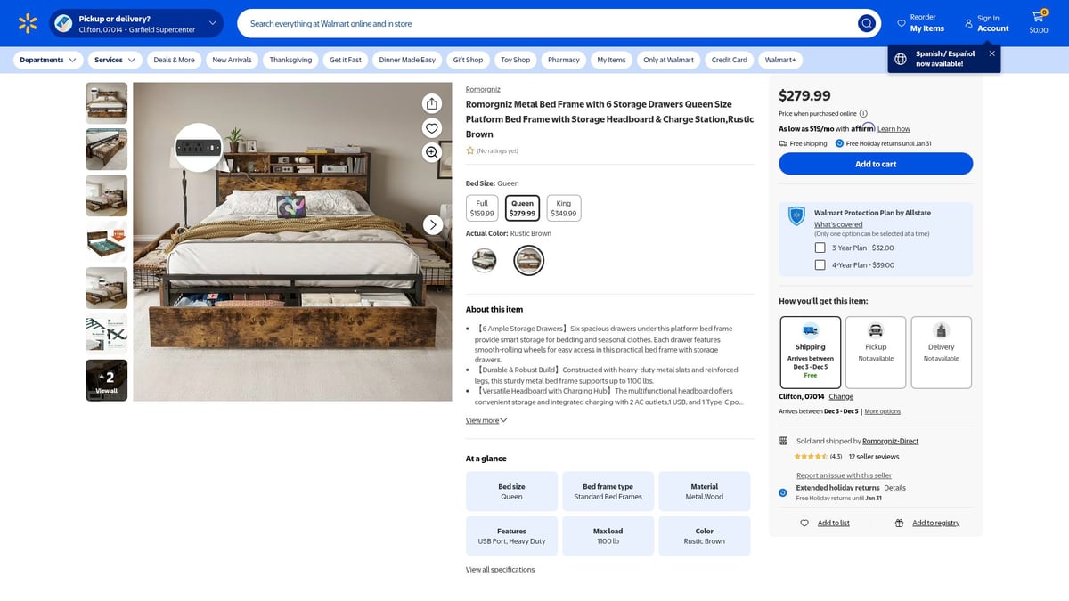7 Best Rustic Platform Bed Designs to Transform Your Bedroom 2025 - Romorgniz Metal Bed Frame with 6 Storage Drawers, Rustic Brown