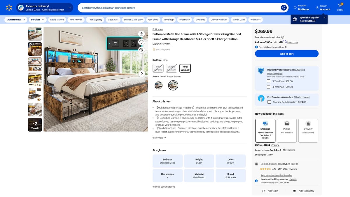 7 Best Rustic Platform Bed Designs to Transform Your Bedroom 2025 - EnHomee Metal Bed Frame with 4 Storage Drawers, Rustic Brown