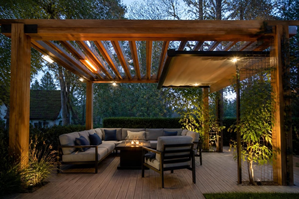 Cedar pergola enhancement systems
