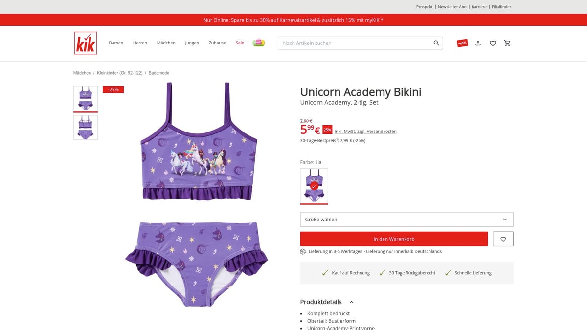 8 Stilvolle Kinder Bademode für Mädchen 2026 im Überblick - Unicorn Academy Bikini – KIK
