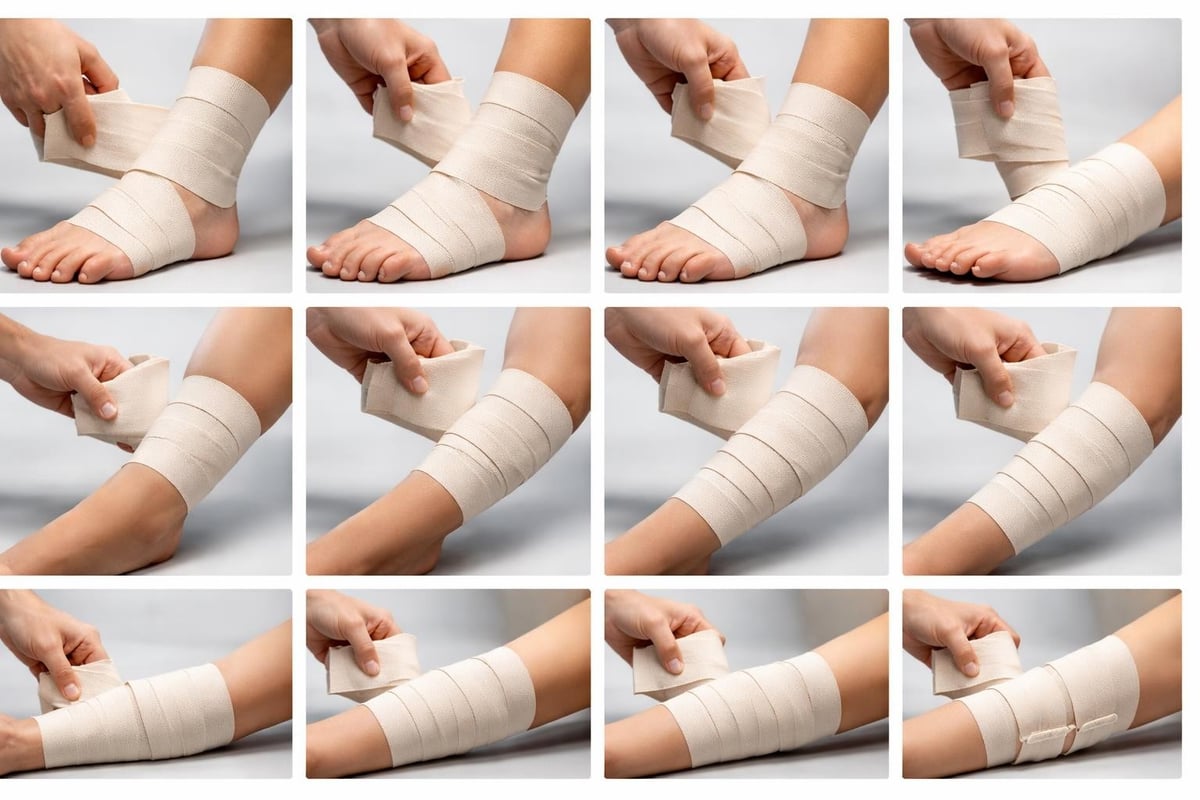 Crepe bandage wrapping techniques