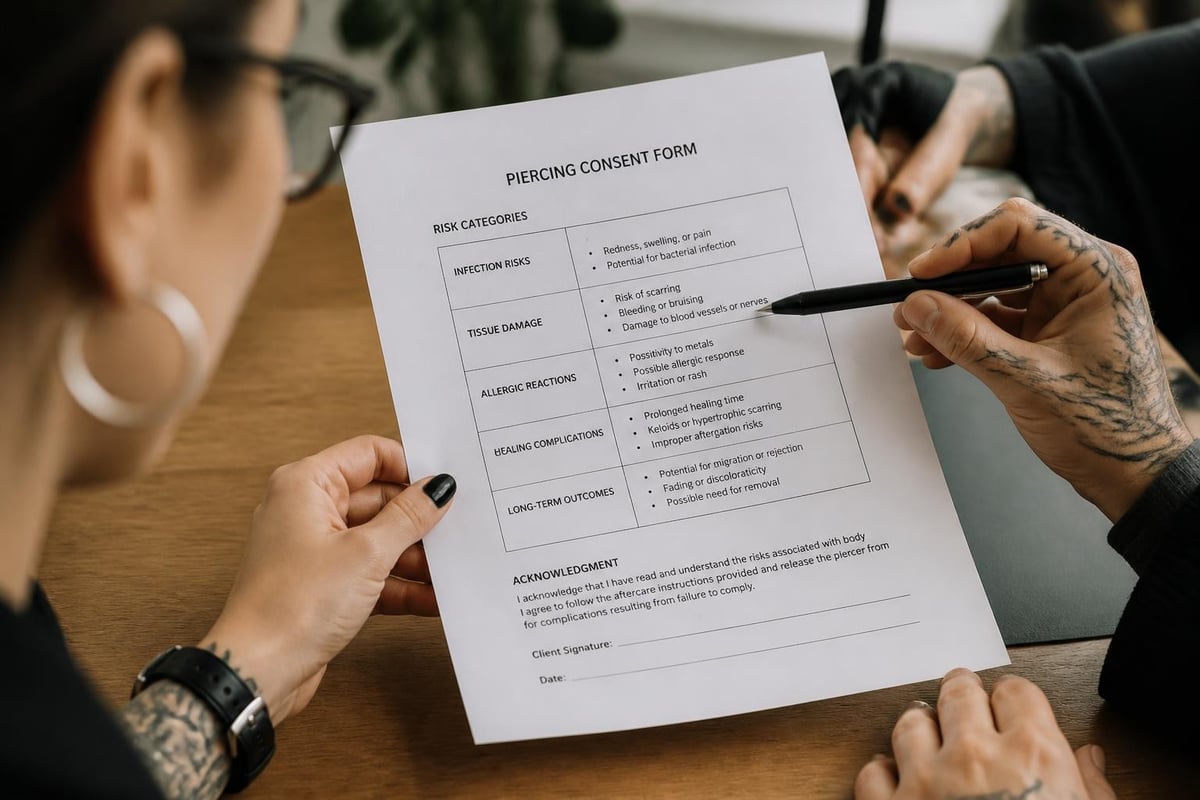 Risk disclosure categories for piercing procedures