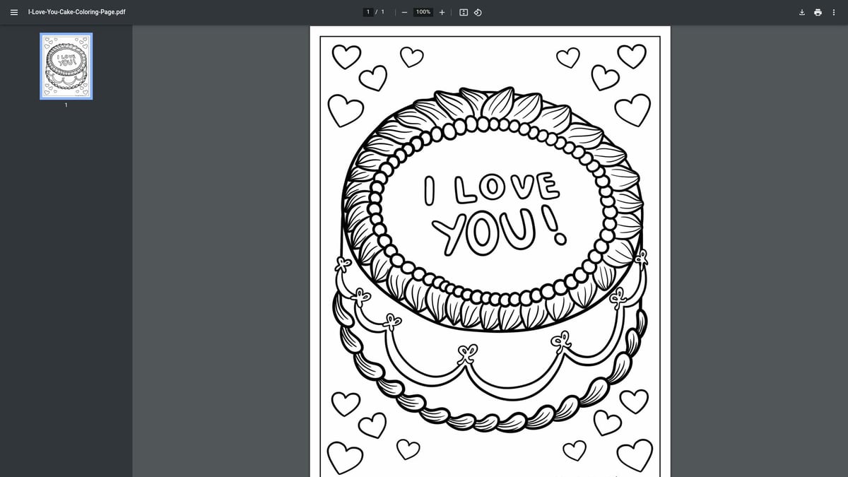 12 Adorable Love Printable Coloring Pages for 2026 - I Love You Cake Coloring Page