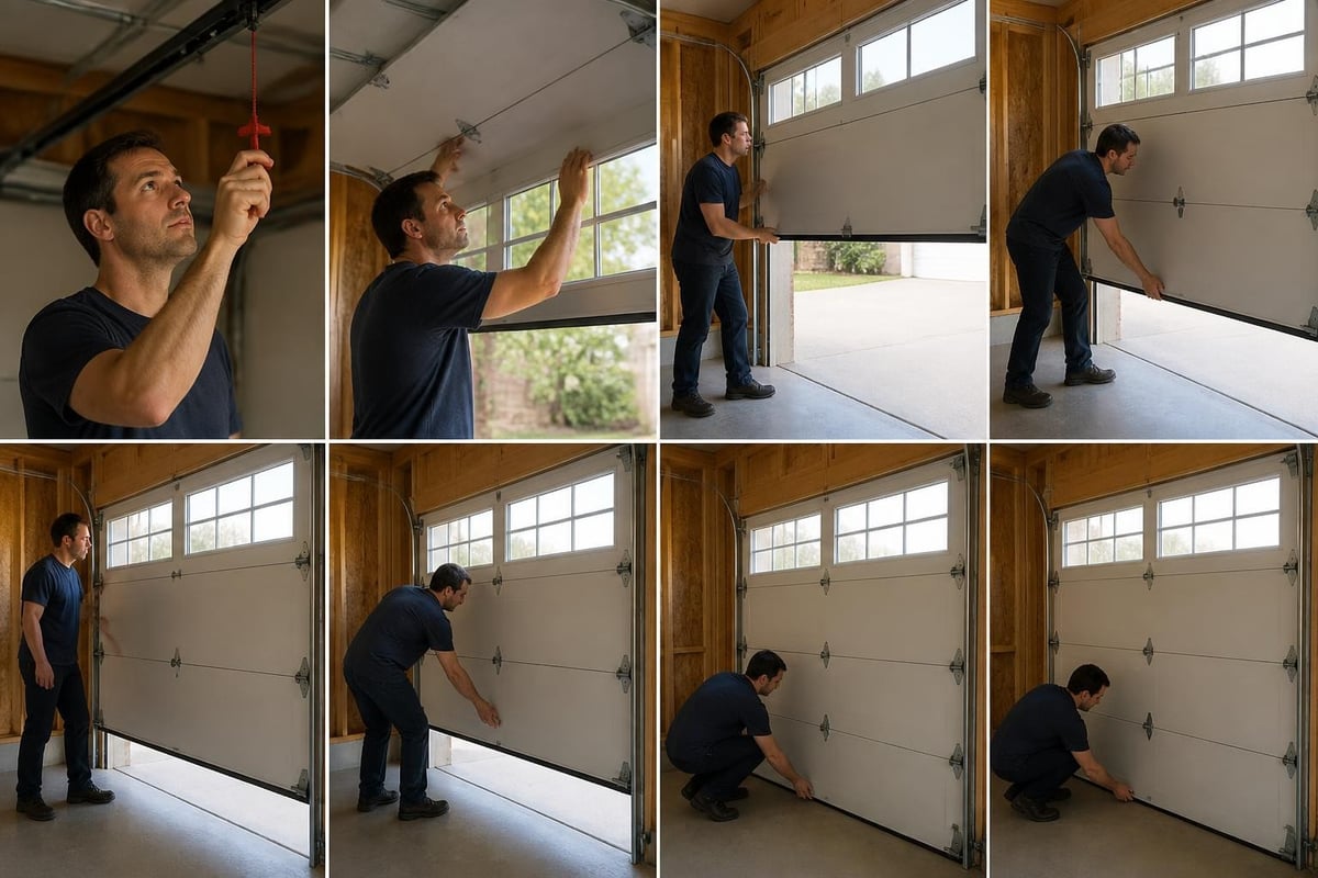 Manual garage door closing steps