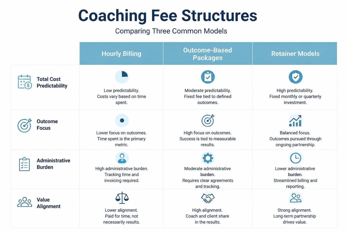 Executive coaching fee models comparison