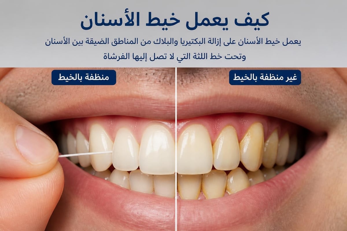 آلية عمل خيط الأسنان