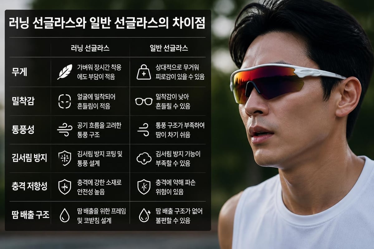 러닝 선글라스와 일반 선글라스의 기능 비교