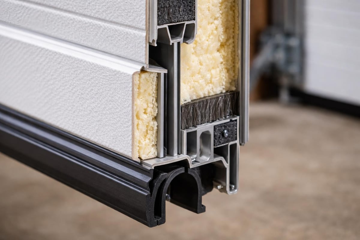 Garage door insulation layers