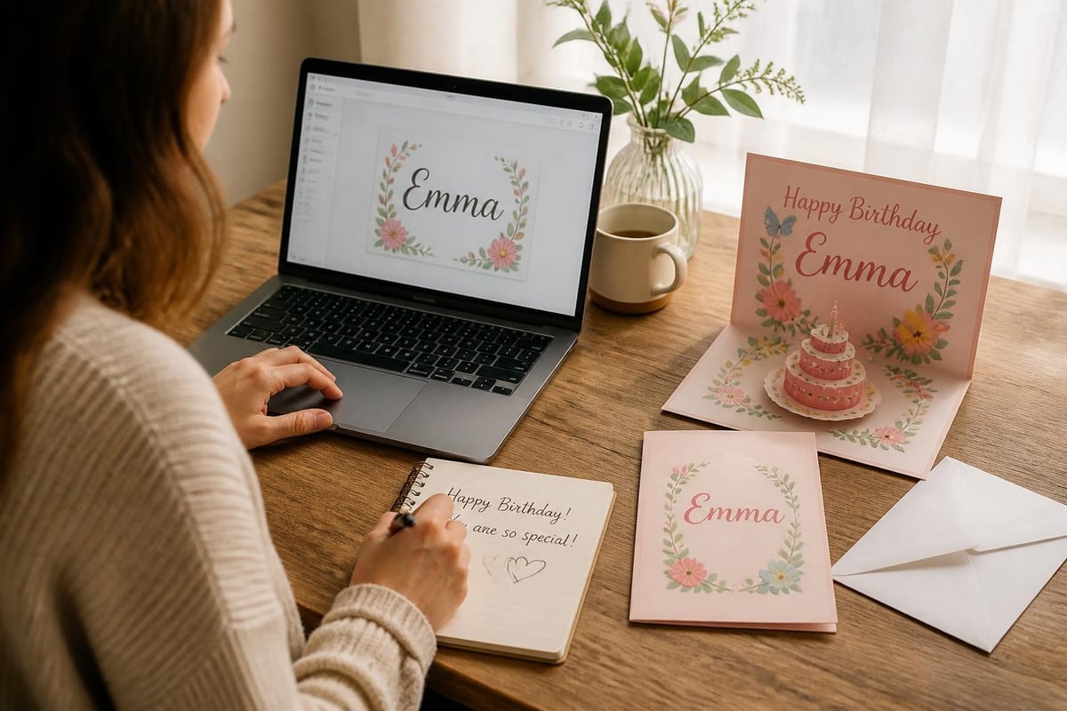 Personalization elements in modern birthday cards