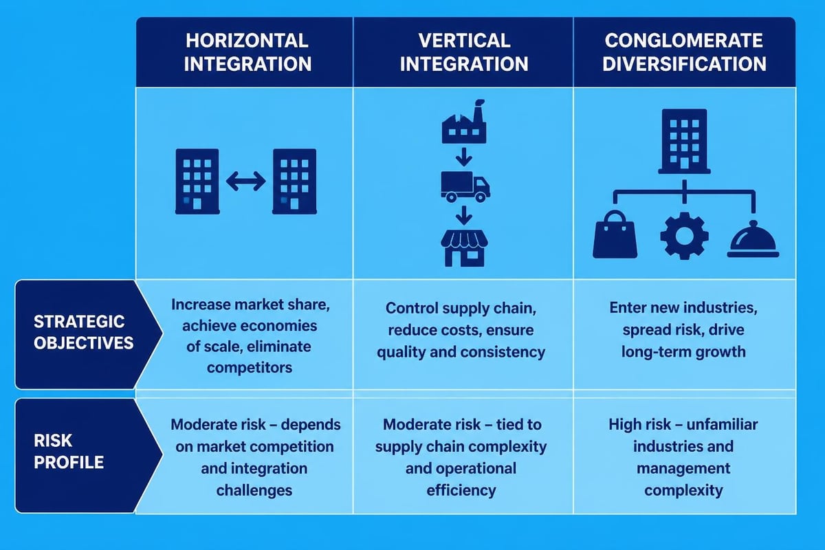 Vertical and horizontal M&A strategy comparison