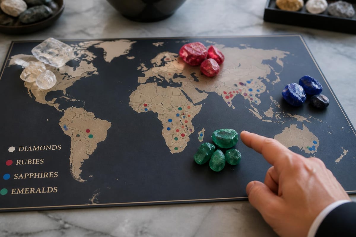 Global precious gemstone mining regions