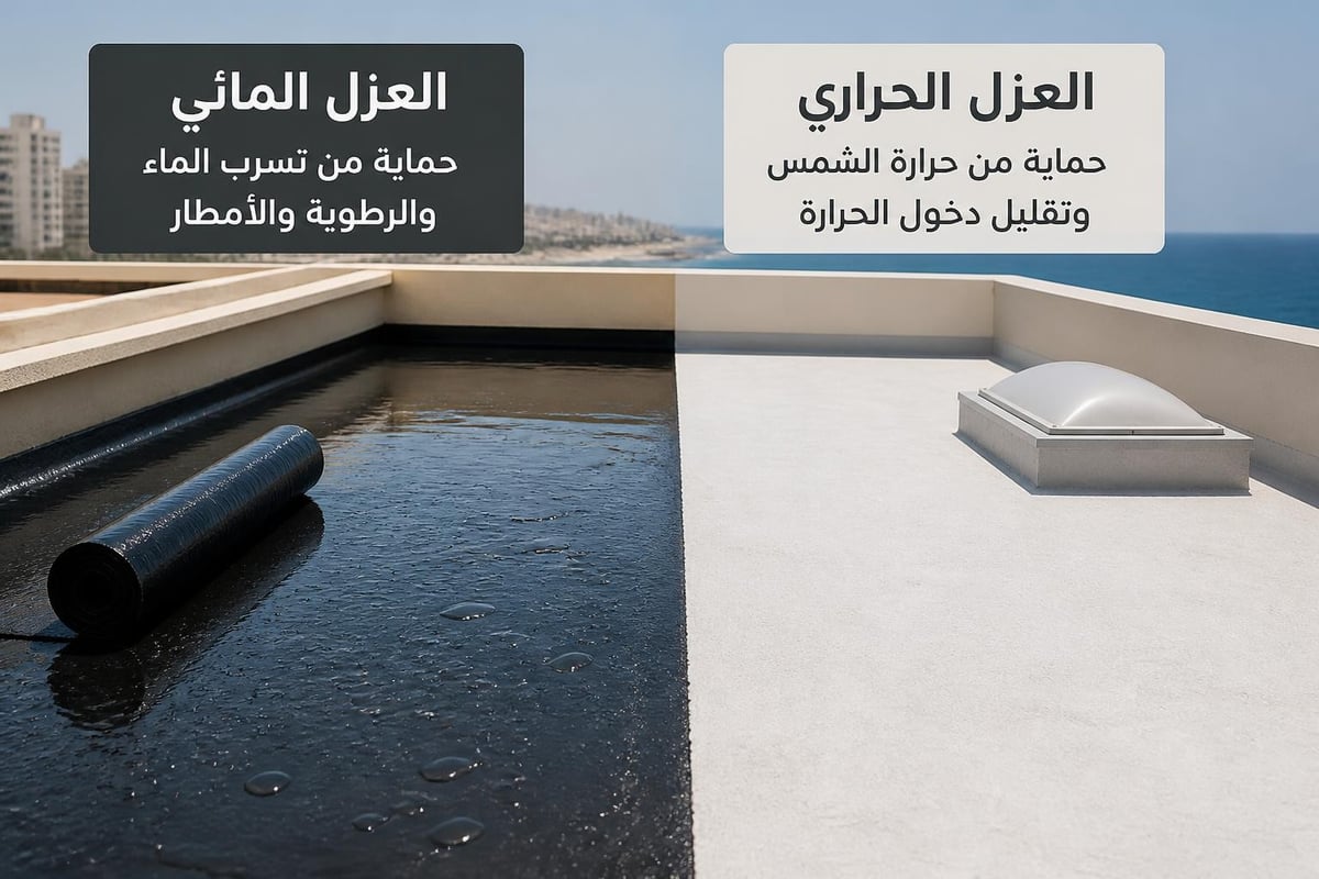 تنفيذ أعمال العزل المائي والحراري للأسطح بجدة
