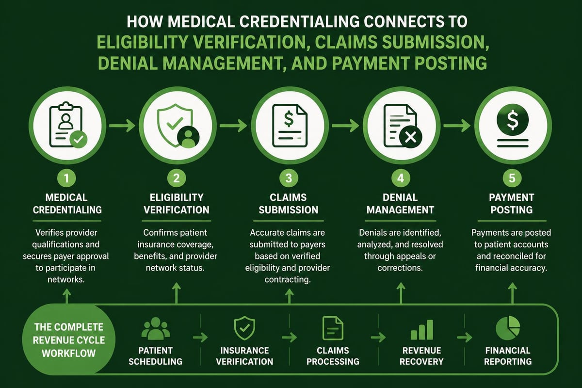 Credentialing integration with revenue cycle
