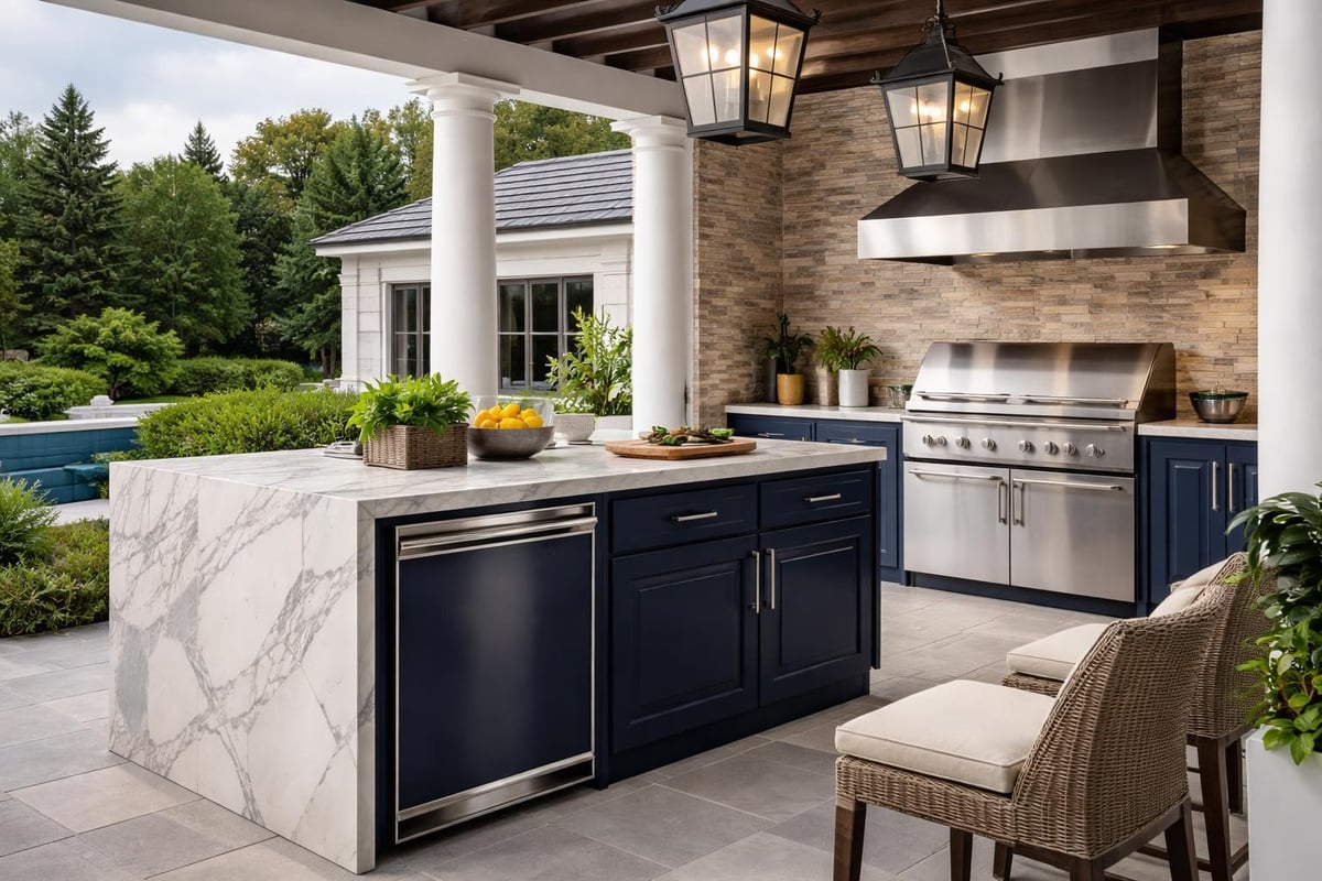 Design continuity in outdoor kitchen