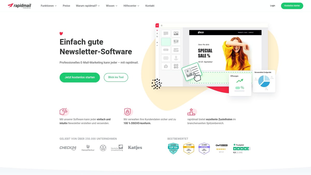 Top 6 Email Marketing Software Lösungen 2026 - rapidmail