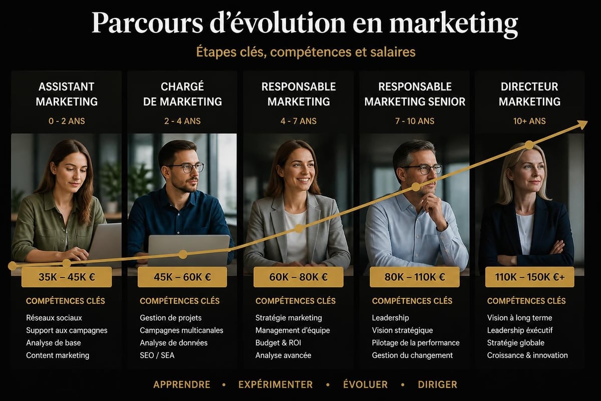 Métier en Marketing : Guide Complet 2026 3 Évolution carrière marketing
