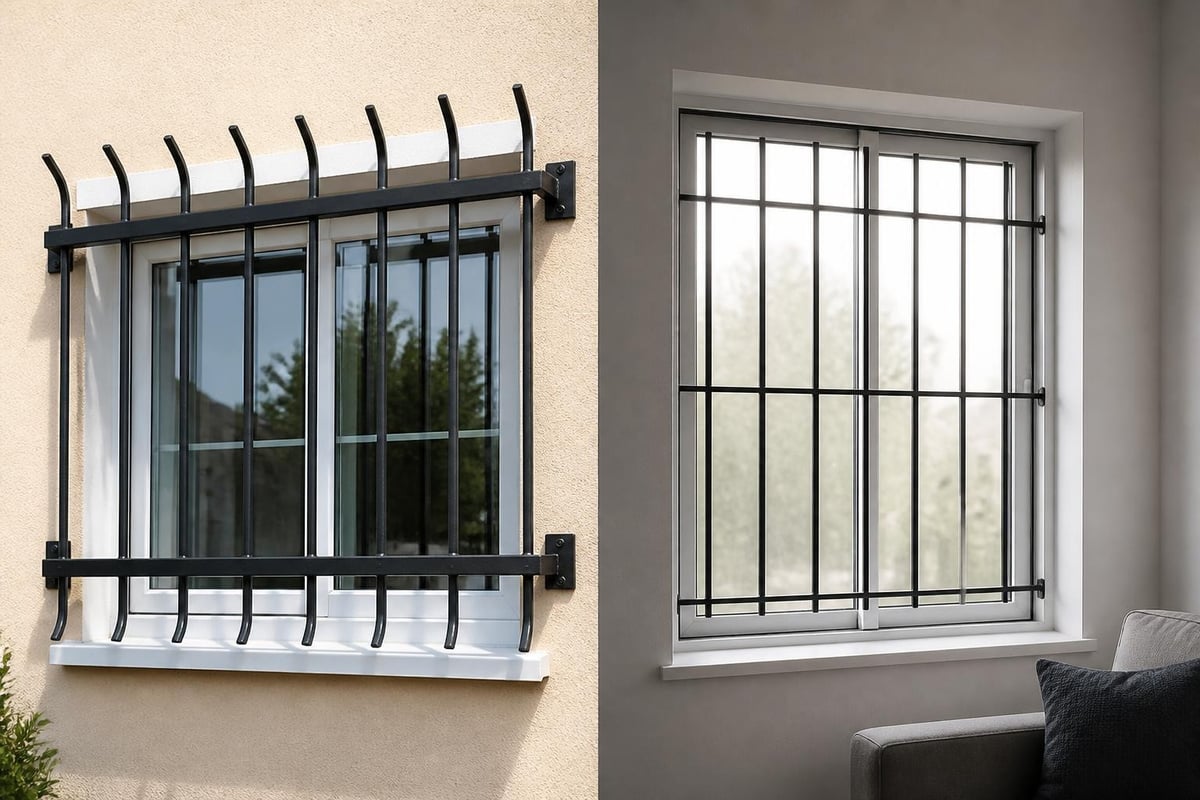 Exterior vs interior security bar placement